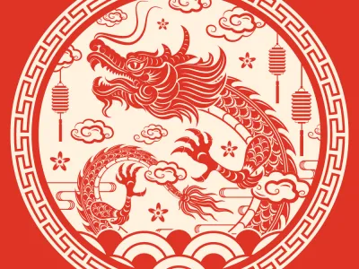 Traditional Chinese paper cut image of a dragon