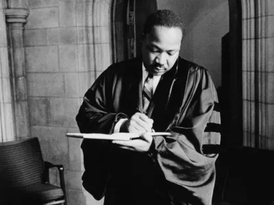 Martin Luther King Jr. in the offices of the National Cathedral in Washington DC