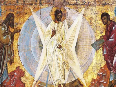 A 15th-century Greek icon depicting Jesus's transfiguration