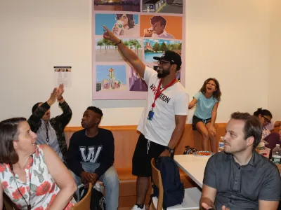 Members of Trinity Youth and staff clap at the Trinity Youth End-of-Year Celebration 2023.