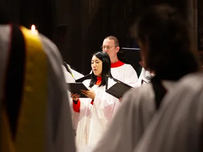 A lady in the choir was featured at evensong.