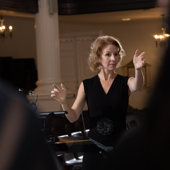 Melissa Attebury conducts the Trinity Youth Chorus