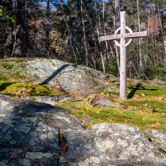 A wooden cross outdoor