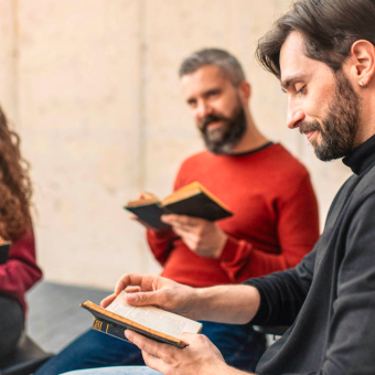 People read books in a circle