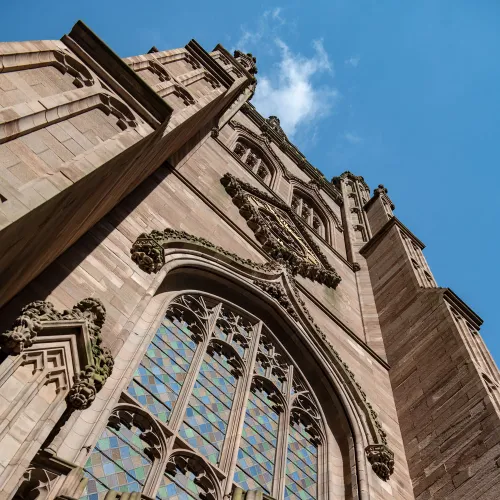 View of the steeple of Trinity Church