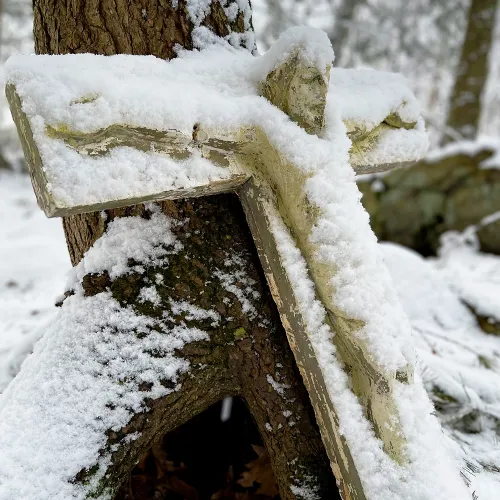 Cross in the snow at Trinity Retreat center