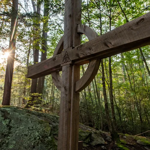 Wooden cross in the Trinity Forest