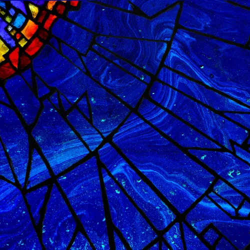 stained glass in blues