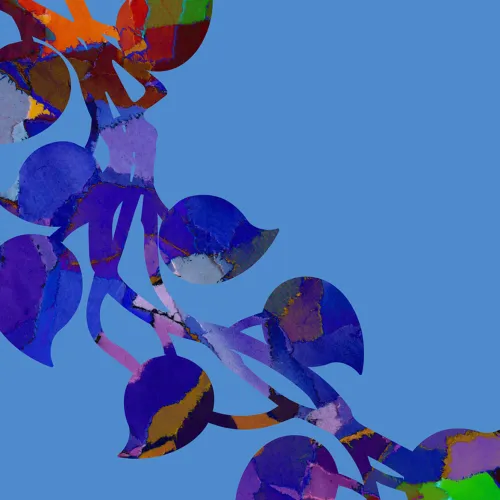 Painterly vine on a blue background