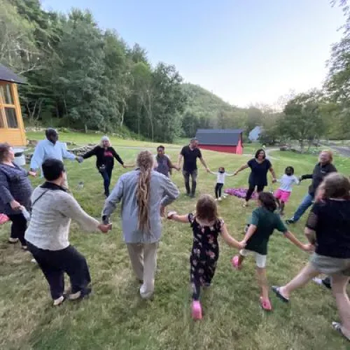 Retreatants dancing