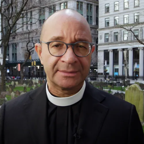 Fr. Phil in Trinity Churchyard