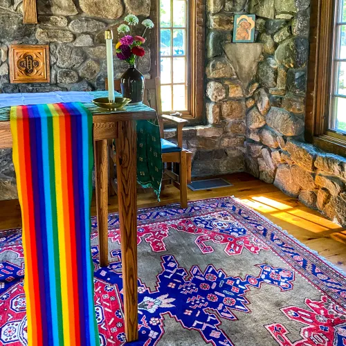 The LGBTQ flag in the chapel