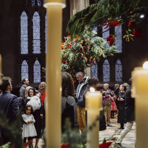 People gather in the church.