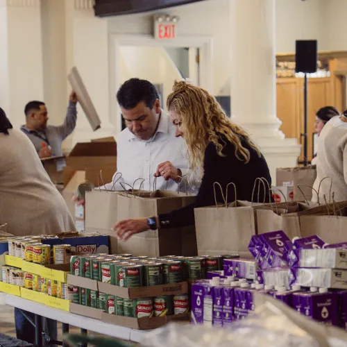 People pack in St. Paul's Chapel